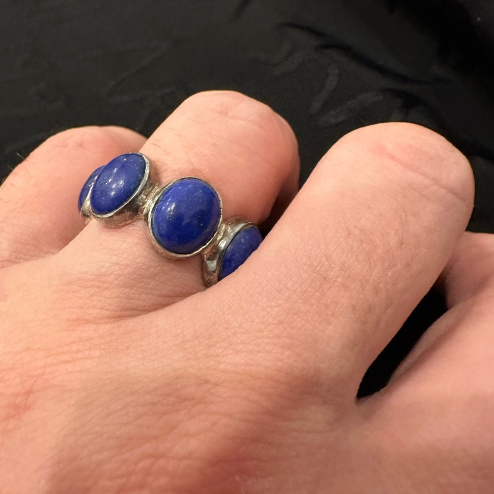 Triple Blue Stone Silver Ring